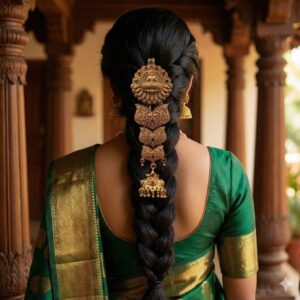 Antique Temple Jewellery Jhumka Hair Brooch for Classical Dance & Bridal Bun | South Indian Wedding Hair Accessories