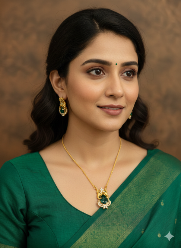 chain pendant set Emerald Green