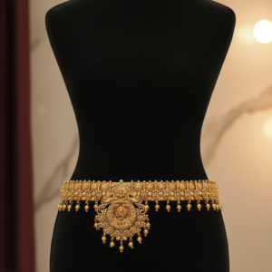 Royal Gold Finish Adjustable Belt Kamarbandh | Traditional Ethnic Waist Belt for Saree & Lehenga | Bridal Wedding Vaddanam (Kamarpatta)
