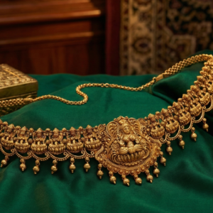 Antique Finish Goddess Lakshmi Motif Waist Chain | Adjustable Full Size Kamarbandh for Saree, Wedding & Bridal Wear