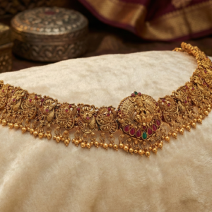 Adjustable Antique Lakshmi Motif Waist Belt / Hip Chain | South Indian Vaddanam for Sarees & Weddings