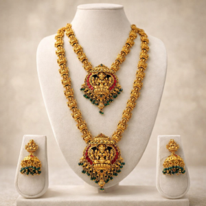 Traditional Matte Gold Finish Combo Necklace Jewellery Set for Women