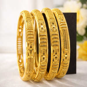 Exquisite Traditional Gold Plated Bangle Set (Pack of 4) | Intricate Filigree Designer Kada for Women & Girls | Bridal & Festive Ethnic Indian Jewelry