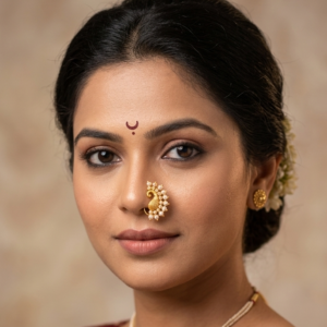 Gold Plated Maharashtrian Pearl Nath Nose Ring