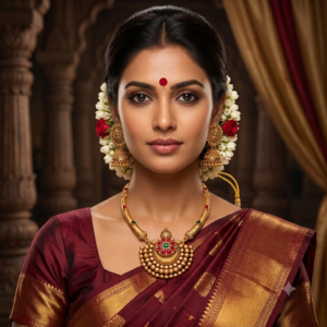 Multicolor Stone Temple Choker & Jhumka Set