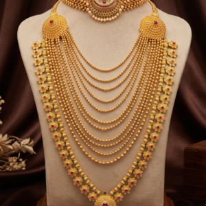 Maharashtrian gold plated Thushi necklace and multi layer Rani Haar combo set for women