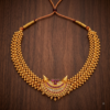 Maharashtrian gold plated Thushi necklace with traditional ruby and white stone pendant for women