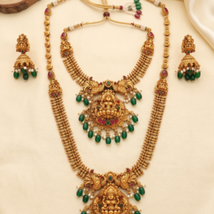 Lakshmi Peacock Temple Haram Combo Set with Jhumka – 2 Colours