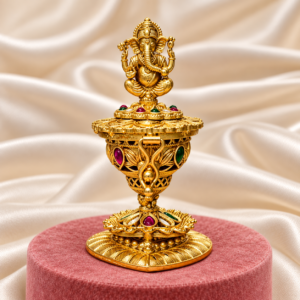 Lord Ganesha decorative kumkum box with traditional pedestal design