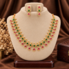 Ruby emerald teardrop stone traditional necklace set with matching earrings