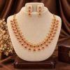 Ruby red teardrop stone traditional necklace set with matching earrings