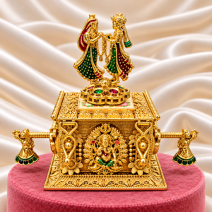 Dulha Dulhan wedding kumkum box with Goddess Lakshmi design