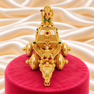 Front view of Lord Ganesha elephant rath kumkum box