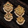 Front and back view of South Indian double Rakodi Jada Billa hair accessory showing peacock ornaments, pearl drops and rear hair clip fitting.