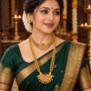 Maharashtrian woman wearing Chandrakor Thushi and long Chandrakor Mala